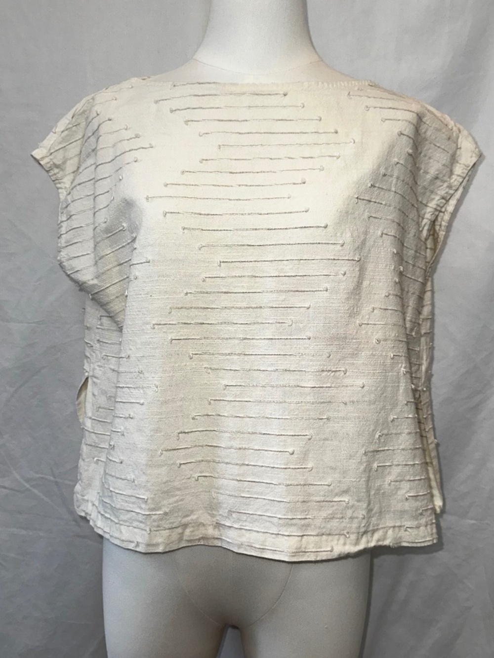Outerknown Sunrose Woven Tee, Textured Cotton, Natural, Small